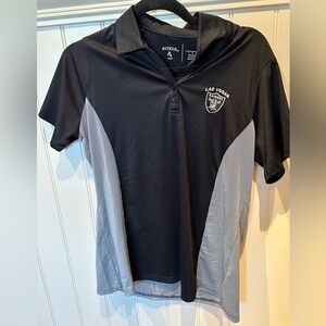 ANTIGUA Boys Large Black & Grey Raiders Golf Polo Short Sleeve Shirt